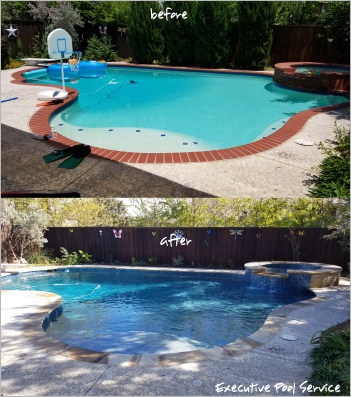 before and after image of renovation in McKinney, Texasl by Executive Pool Service