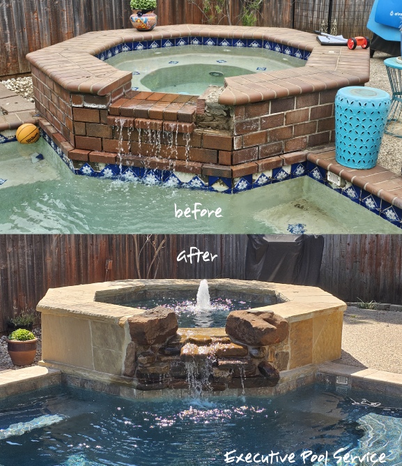 before and after picture of pool model in McKinney, Texas by executive pool service