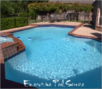 image of pool with new tile and plaster in McKinney Tx by Executive Pool Service