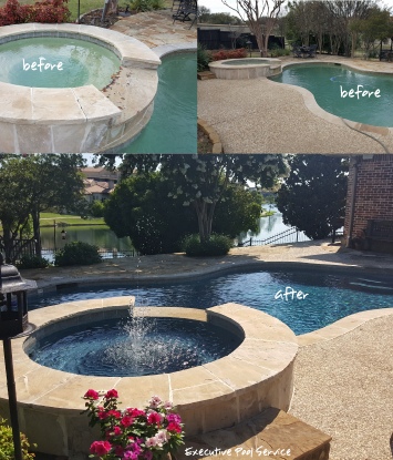 before and after picture of pool model in McKinney, Texas by executive pool service